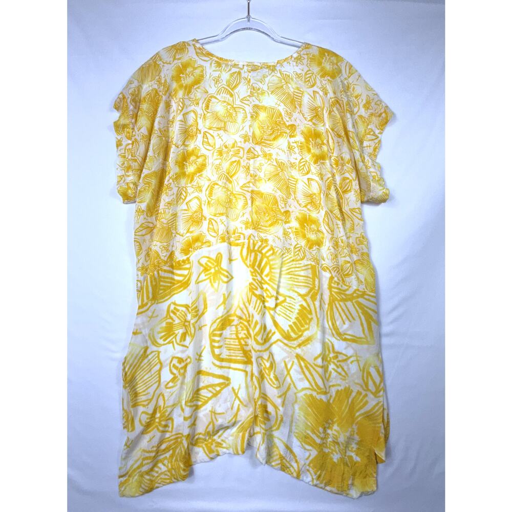 Anthropologie Lilka Nadiya kaftan dress Sz M bright yellow tropical floral print - Picture 5 of 11